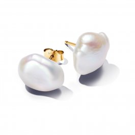 boucles d'oreilles créoles en perles de culture baroques plaqué or