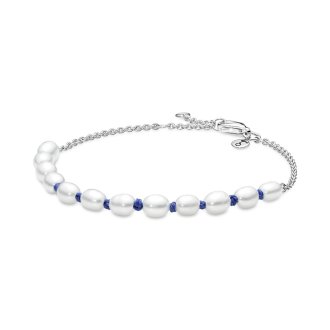 Bracelet Cordon Bleu Perles de Culture d'Eau Douce Traitées